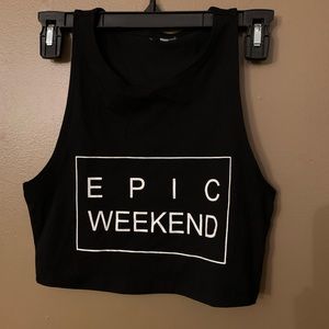 Black “Epic Weekend” Crop Top